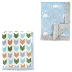 image2Pk Plush Blanket Blue MoosePowder Blue One SizeBlue ArrowElephant