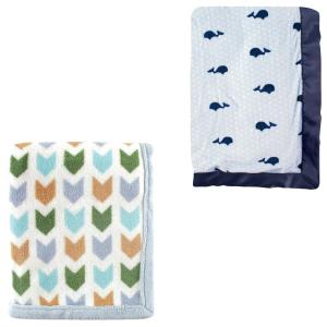 image2Pk Plush Blanket Blue MoosePowder Blue One SizeBlue ArrowNavy Whale