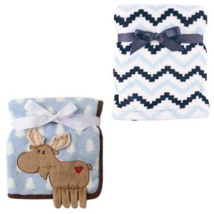 image2Pk Plush Blanket Blue MoosePowder Blue One SizeBlue MooseChevron