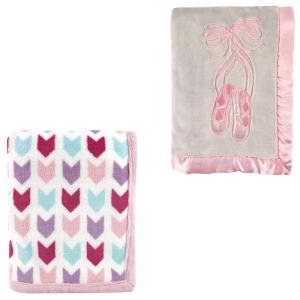 image2Pk Plush Blanket Blue MoosePowder Blue One SizePink ArrowsBallet