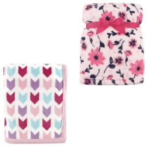 image2Pk Plush Blanket Blue MoosePowder Blue One SizePink ArrowsModern Floral