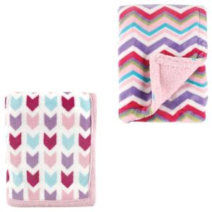 image2Pk Plush Blanket Blue MoosePowder Blue One SizePink ArrowsPink Chevron