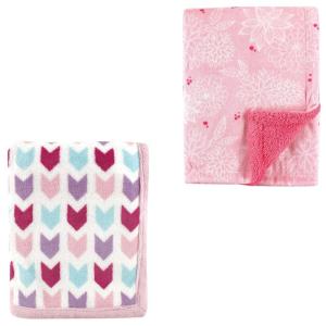 image2Pk Plush Blanket Blue MoosePowder Blue One SizePink ArrowsPink Floral