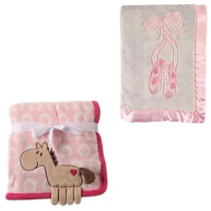image2Pk Plush Blanket Blue MoosePowder Blue One SizePink PonyBallet
