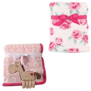 image2Pk Plush Blanket Blue MoosePowder Blue One SizePink PonyRose