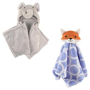 imageHooded Blanket ampamp Security BlanketGray ElephantBlue Fox