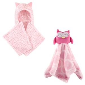 imageHooded Blanket ampamp Security BlanketLeopardPink Owl