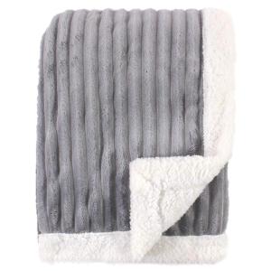 imageHudson Baby Unisex Baby Corduroy Blanket with Sherpa Backing and Trim Gray 30x40 inchesGray