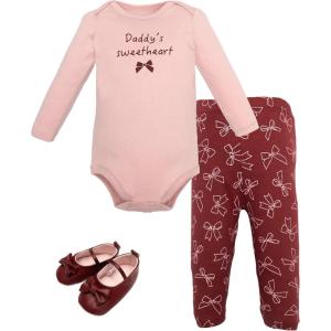 imageHudson Baby Unisex Baby Cotton Bodysuit Pant and Shoe SetSweetheart Bows