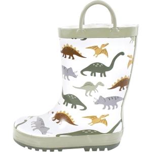 imageHudson Baby Unisex Baby and Toddler Rain BootsNeutral Sage Dinosaurs