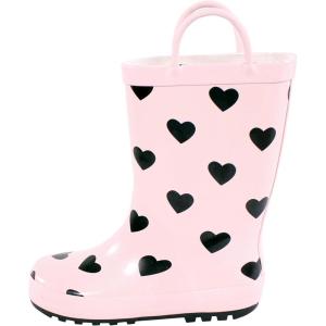 imageHudson Baby Unisex Baby and Toddler Rain BootsPink Black Heart
