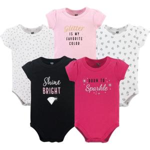 imageHudson Baby babygirls Cotton Bodysuits 5packSparkle