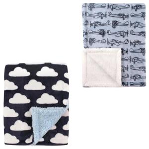 imagePlush Blanket with Sherpa Back 2PackAirplaneClouds