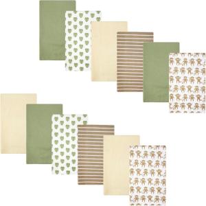 imageHudson Baby Infant Boys Cotton Flannel Burp Cloths 12Pack Bundle Monkey One Size