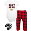 imageHudson Baby Unisex Baby Cotton Bodysuit Pant and Shoe SetBuffalo Plaid Teddy Bear