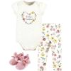 imageHudson Baby babygirls Cotton Bodysuit Pant and Shoe SetSoft Painted Floral
