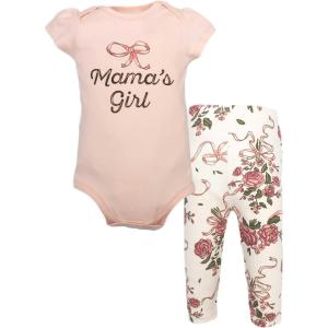 imageHudson Baby Unisex Baby Cotton Bodysuit Pant and Shoe SetFloral Bow