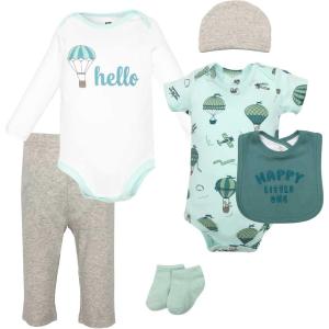 imageHudson Baby Unisex Baby Cotton Layette SetTeal Hot Air Balloon