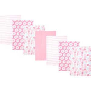 imageHudson Baby Infant Girls Cotton Flannel Burp Cloths 7Pack Pink Daisies One Size