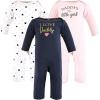 imageHudson Baby Unisex Baby Cotton Coveralls GirlDaddy Pink Navy 1824 Months
