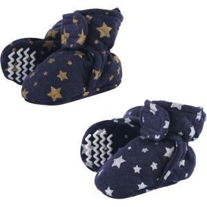 imageHudson Baby Cozy Warm Toddler Slipper Booties with Non Skid BottomMetallic Stars