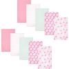 imageHudson Baby Infant Girls Cotton Flannel Burp Cloths 10Pack Pink Daisies One Size