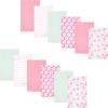 imageHudson Baby Infant Girls Cotton Flannel Burp Cloths 12Pack Bundle Pink Daisies One Size