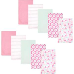 imageHudson Baby Infant Girls Cotton Flannel Burp Cloths 10Pack Pink Daisies One Size