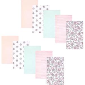 imageHudson Baby Infant Girls Cotton Flannel Burp Cloths 10Pack Pink Mint Floral One Size