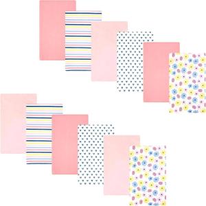 imageHudson Baby Infant Girls Cotton Flannel Burp Cloths 12Pack Bundle Flowers And Strawberries One Size