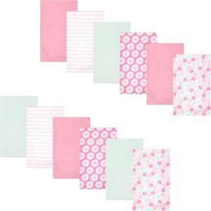 imageHudson Baby Infant Girls Cotton Flannel Burp Cloths 12Pack Bundle Pink Daisies One Size