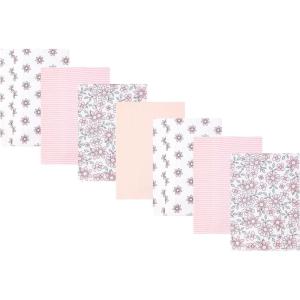 imageHudson Baby Infant Girls Cotton Flannel Burp Cloths 7Pack Pink Mint Floral One Size