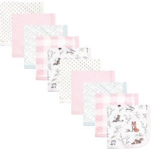 imageHudson Baby Unisex Baby Quilted Cotton Washcloths Pink Safari One SizeEnchanted Forest