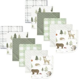 imageHudson Baby Unisex Baby Quilted Cotton Washcloths Pink Safari One SizeForest Animals