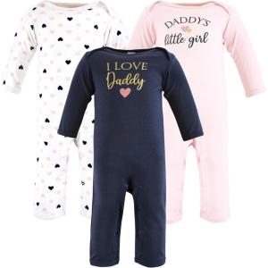 imageHudson Baby Unisex Baby Cotton Coveralls GirlDaddy Pink Navy 912 Months