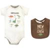 imageHudson Baby Unisex Cotton Sleep and Play Bodysuit and Bandana Bib SetDinosaur Adventures