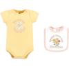 imageHudson Baby Unisex Cotton Sleep and Play Bodysuit and Bandana Bib SetPeace Love Flowers