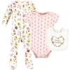 imageHudson Baby Unisex Cotton Sleep and Play Bodysuit and Bandana Bib SetSoft Painted Floral