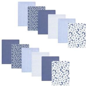 imageHudson Baby Unisex Baby Cotton Flannel Burp Cloths 12Pack Bundle Multi Color Boy Elephant One SizeBlue Cosmos