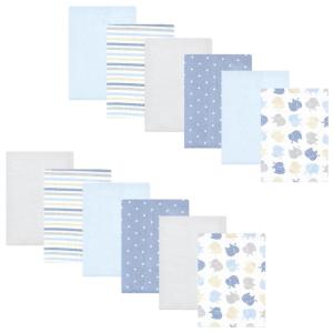 imageHudson Baby Unisex Baby Cotton Flannel Burp Cloths 12Pack Bundle Multi Color Boy Elephant One SizeMulti Color Boy Elephant