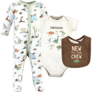 imageHudson Baby Unisex Cotton Sleep and Play Bodysuit and Bandana Bib SetDinosaur Adventures