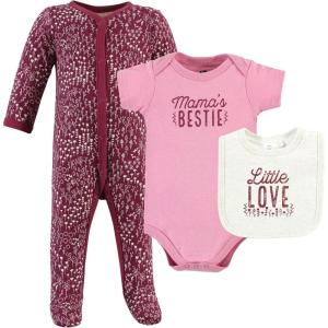 imageHudson Baby Unisex Cotton Sleep and Play Bodysuit and Bandana Bib SetLittle Love Flowers