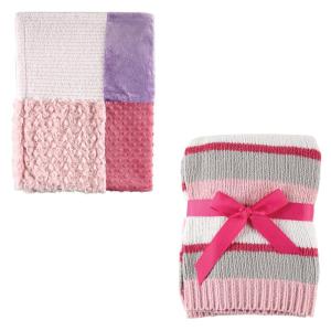 imageChenille Blanket ampamp MultiFabric 12Panel Blanket 2PackGirl