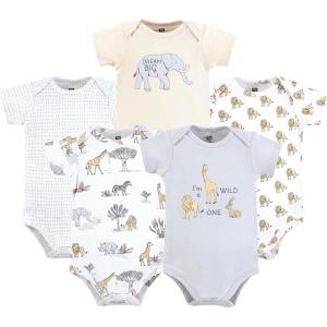 imageHudson Baby Cotton Bodysuits Neutral Safari World Preemie