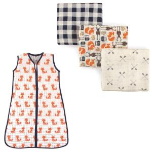 imageMuslin Swaddle Blanket 3Pack ampamp Wearable Muslin Sleeping BagForestFoxes