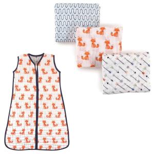 imageMuslin Swaddle Blanket 3Pack ampamp Wearable Muslin Sleeping BagFoxes