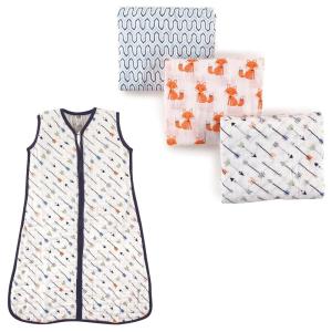 imageMuslin Swaddle Blanket 3Pack ampamp Wearable Muslin Sleeping BagFoxesArrows