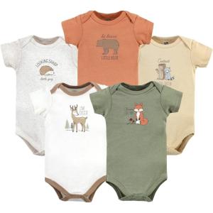 imageHudson Baby Unisex Baby Cotton Bodysuits Forest Deer 5Pack 1218 Months
