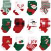 imageHudson Baby Unisex Baby Cotton Rich Baby Terry Socks 24Pack12 Days of Christmas Santa