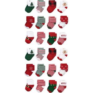 imageHudson Baby Unisex Baby Cotton Rich Baby Terry Socks 24Pack12 Days of Christmas